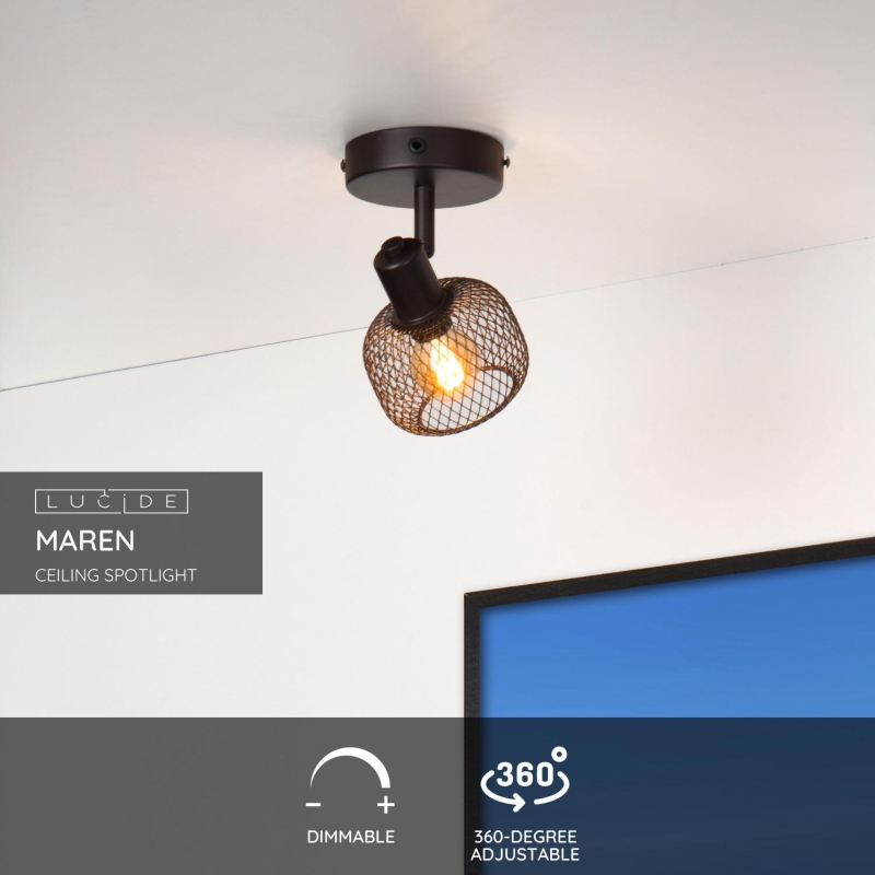 Lucide MAREN - Stropné bodové svietidlo - 1xE14 - Čierne